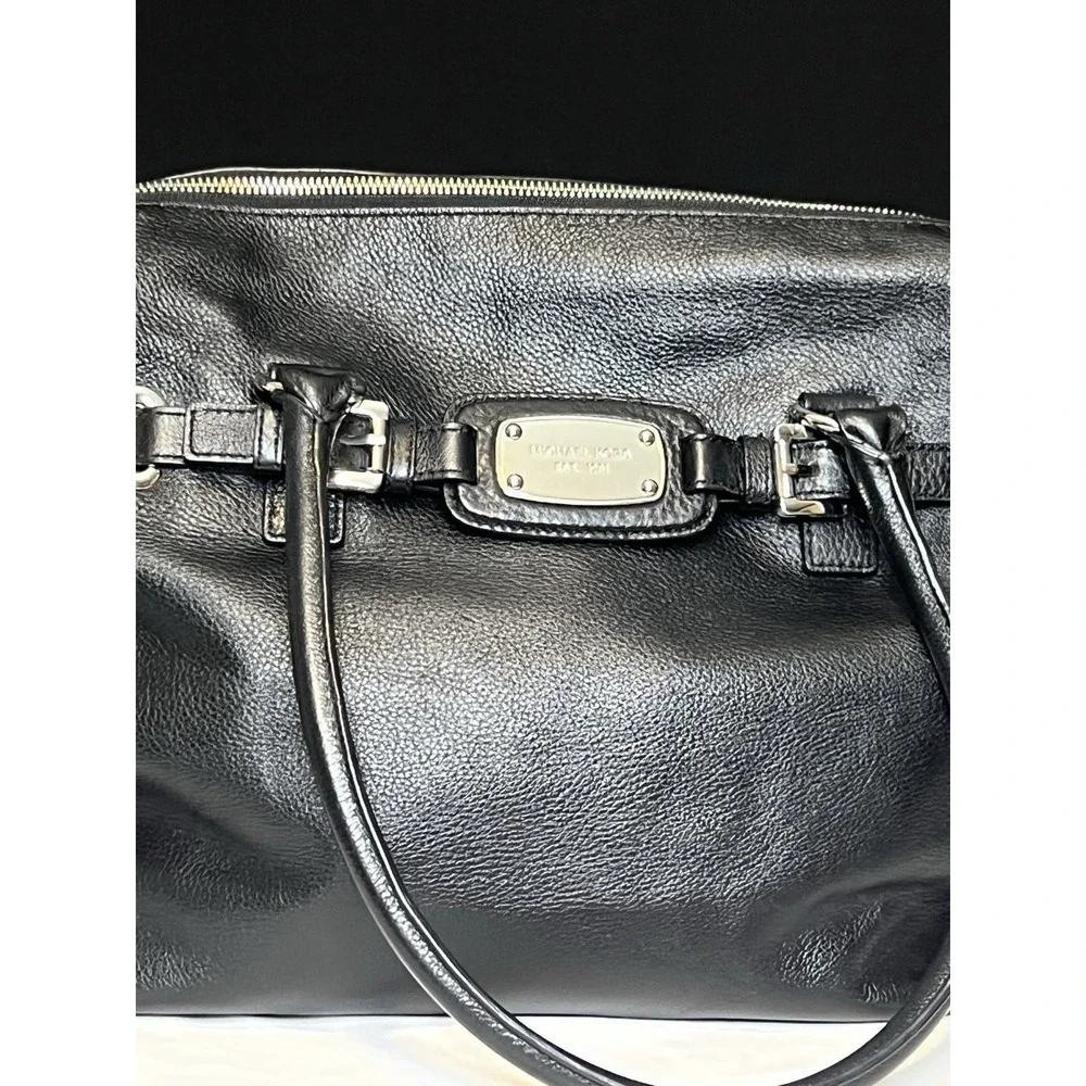 Michael Kors Black Pebble Leather Weekender Bag Luggage Satchel Bag Tote 16 x 13